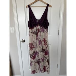 Gillian & O'Malley VTG Y2K Nightgown Size XL Purple Tan Floral Sheer Cottagecore